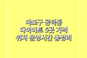 마포구 공덕동 다이어트 5곳: 가격, 위치, 운영시간 총정리