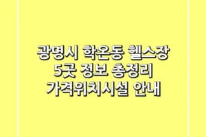 광명시 학온동 헬스장 5곳 정보 총정리 – 가격/위치/시설 안내