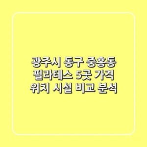 광주시 동구 중흥동 필라테스 5곳: 가격, 위치, 시설 비교 분석