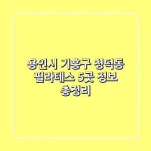 용인시 기흥구 청덕동 필라테스 5곳 정보 총정리