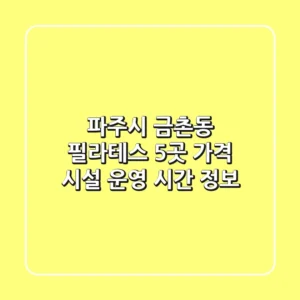파주시 금촌동 필라테스 5곳: 가격, 시설, 운영 시간 정보