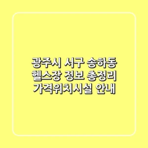 광주시 서구 송하동 헬스장 정보 총정리 - 가격/위치/시설 안내