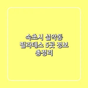 속초시 설악동 필라테스 5곳 정보 총정리