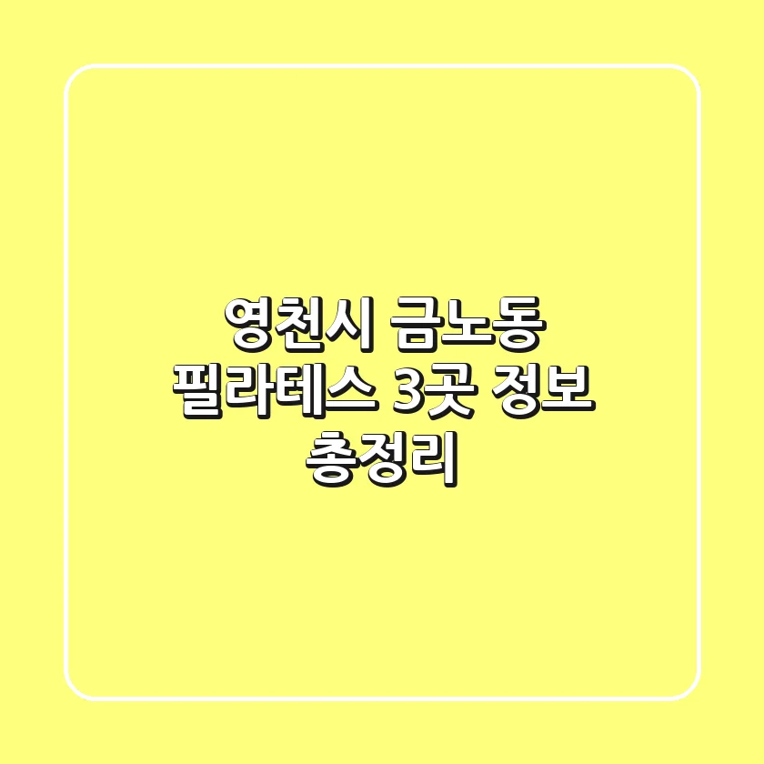 영천시 금노동 필라테스 3곳 정보 총정리