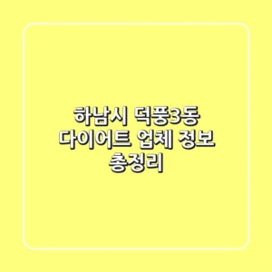 하남시 덕풍3동 다이어트 업체 정보 총정리