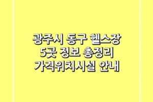 광주시 동구 헬스장 5곳 정보 총정리 – 가격/위치/시설 안내