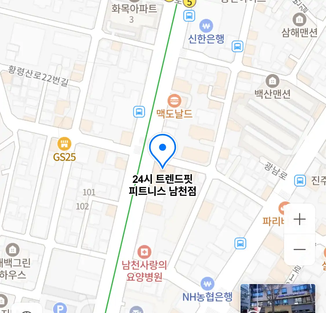 24시 트렌드핏 피트니스 남천점 위치