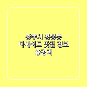 광주시 용봉동 다이어트 맛집 정보 총정리