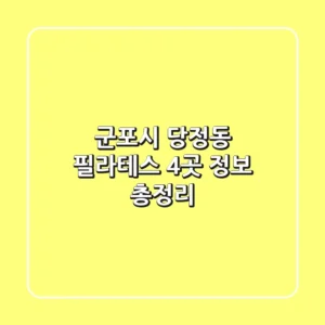 군포시 당정동 필라테스 4곳 정보 총정리