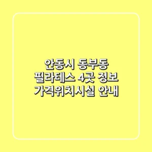 안동시 동부동 필라테스 4곳 정보 - 가격/위치/시설 안내