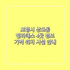 포항시 상도동 필라테스 4곳 정보 - 가격, 위치, 시설 안내