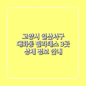 고양시 일산서구 대화동 필라테스 3곳 상세 정보 안내