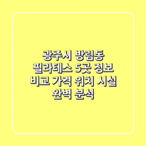 광주시 방림동 필라테스 5곳 정보 비교 - 가격, 위치, 시설 완벽 분석