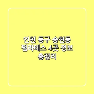 인천 동구 송현동 필라테스 4곳 정보 총정리