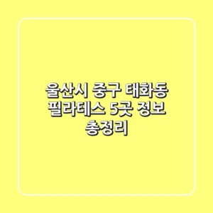 울산시 중구 태화동 필라테스 5곳 정보 총정리