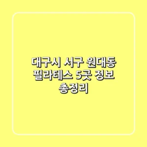 대구시 서구 원대동 필라테스 5곳 정보 총정리