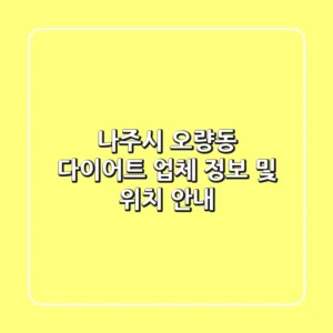 나주시 오량동 다이어트 업체 정보 및 위치 안내