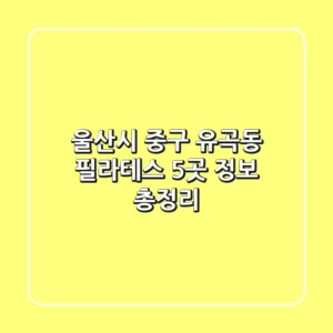 울산시 중구 유곡동 필라테스 5곳 정보 총정리