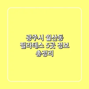 광주시 월산동 필라테스 5곳 정보 총정리