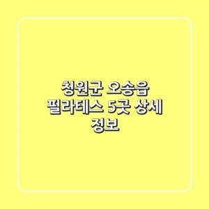청원군 오송읍 필라테스 5곳 상세 정보
