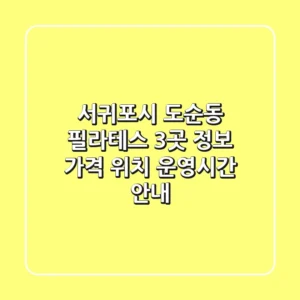 서귀포시 도순동 필라테스 3곳 정보 - 가격, 위치, 운영시간 안내