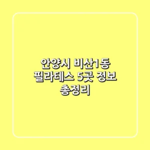 안양시 비산1동 필라테스 5곳 정보 총정리