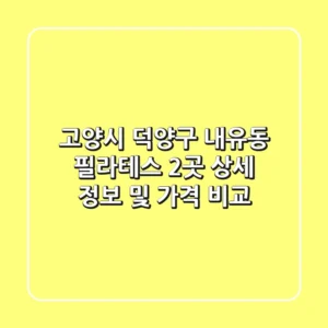 고양시 덕양구 내유동 필라테스 2곳 상세 정보 및 가격 비교
