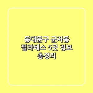 동대문구 군자동 필라테스 5곳 정보 총정리
