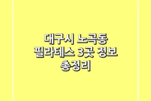 대구시 노곡동 필라테스 3곳 정보 총정리