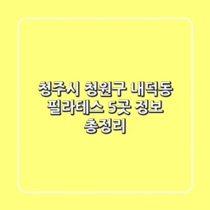 청주시 청원구 내덕동 필라테스 5곳 정보 총정리