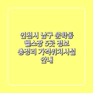 인천시 남구 문학동 헬스장 5곳 정보 총정리 - 가격/위치/시설 안내