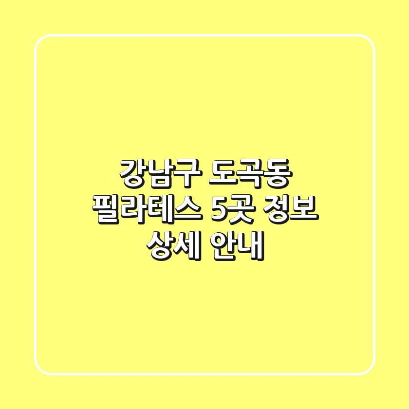 강남구 도곡동 필라테스 5곳 정보 상세 안내