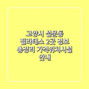 고양시 설문동 필라테스 2곳 정보 총정리 - 가격/위치/시설 안내