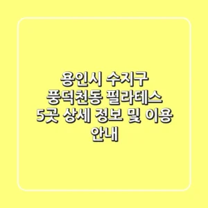 용인시 수지구 풍덕천동 필라테스 5곳 상세 정보 및 이용 안내