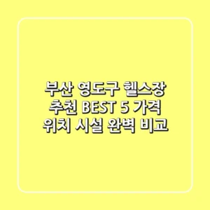 부산 영도구 헬스장 추천 BEST 5 - 가격, 위치, 시설 완벽 비교