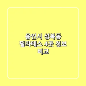 용인시 성복동 필라테스 4곳 정보 비교