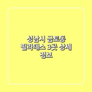 성남시 금토동 필라테스 3곳 상세 정보