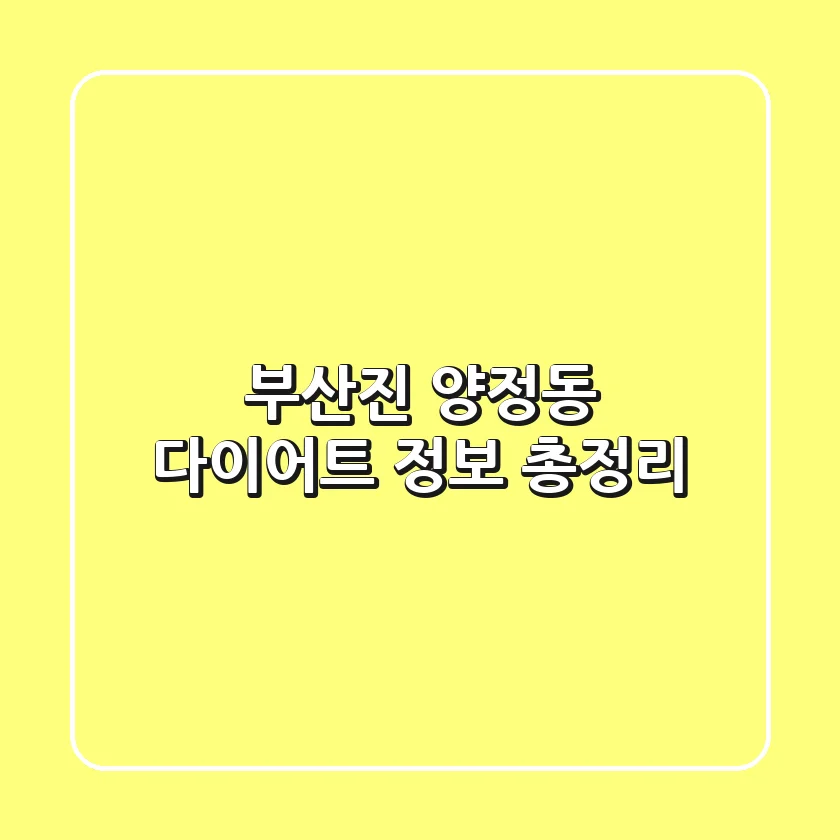 부산진 양정동 다이어트 정보 총정리