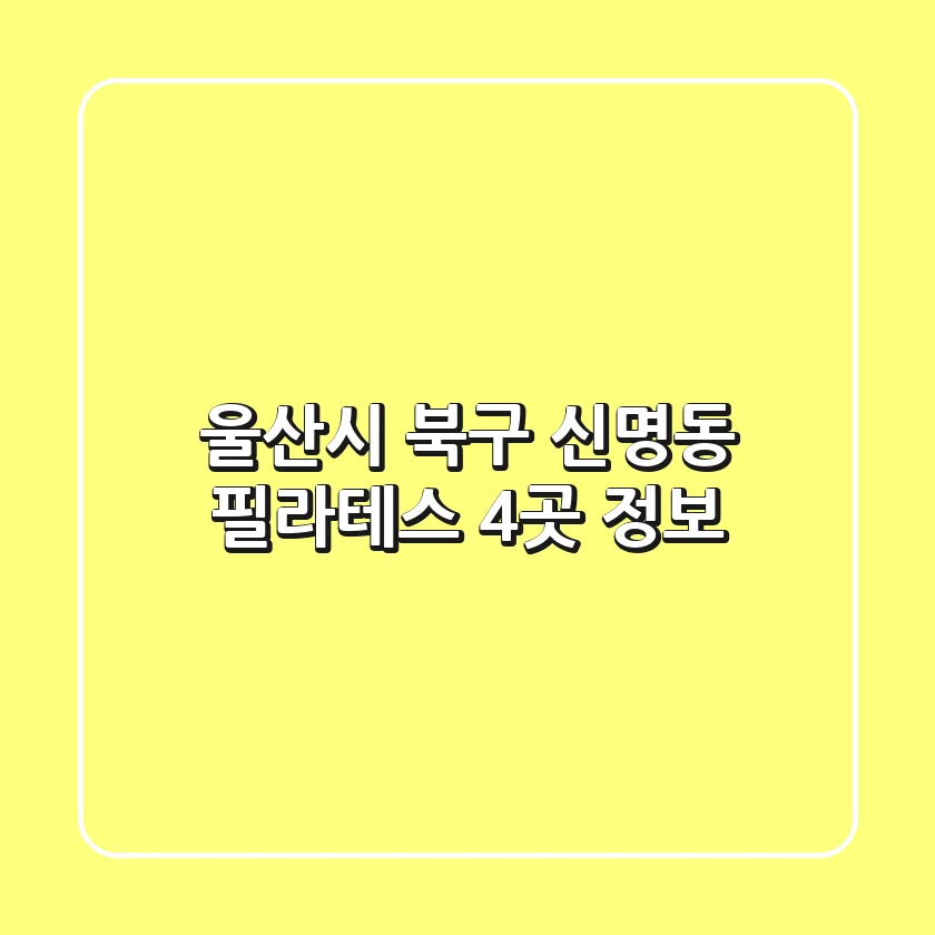 울산시 북구 신명동 필라테스 4곳 정보