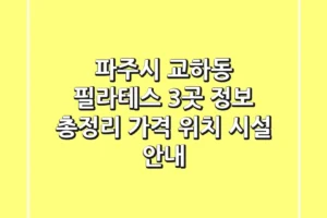 파주시 교하동 필라테스 3곳 정보 총정리 – 가격, 위치, 시설 안내