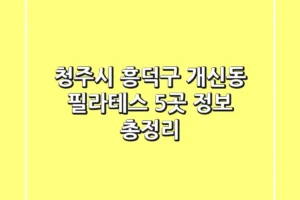 청주시 흥덕구 개신동 필라테스 5곳 정보 총정리