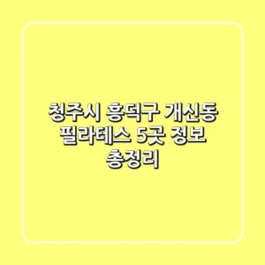 청주시 흥덕구 개신동 필라테스 5곳 정보 총정리