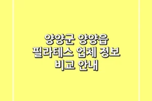 양양군 양양읍 필라테스: 업체 정보 비교 안내