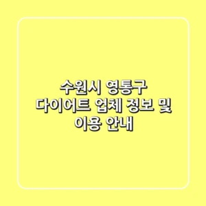 수원시 영통구 다이어트 업체 정보 및 이용 안내