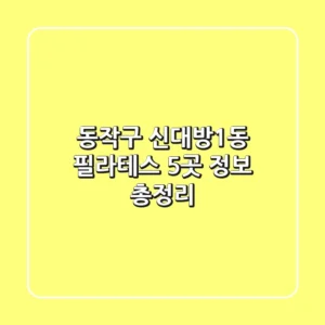 동작구 신대방1동 필라테스 5곳 정보 총정리