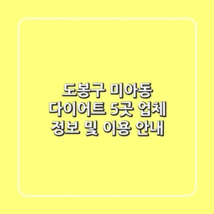 도봉구 미아동 다이어트: 5곳 업체 정보 및 이용 안내
