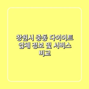 창원시 중동 다이어트 업체 정보 및 서비스 비교