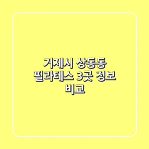 거제시 상동동 필라테스 3곳 정보 비교