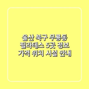 울산 북구 무룡동 필라테스 5곳 정보 - 가격, 위치, 시설 안내