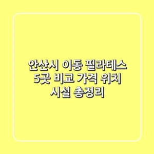 안산시 이동 필라테스 5곳 비교: 가격, 위치, 시설 총정리